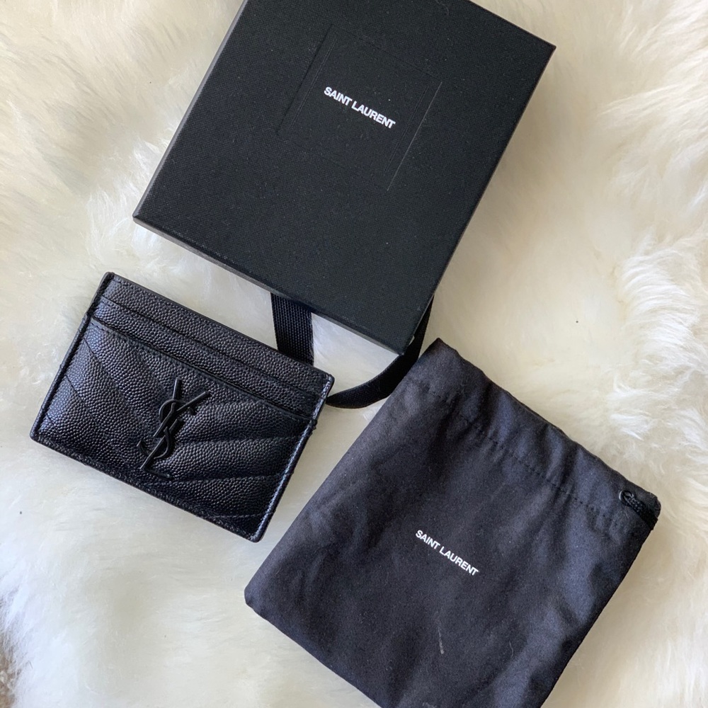 YSL MONOGRAM CARD CASE IN GRAIN